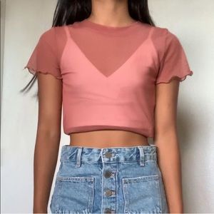 Blush Pink Mesh Top